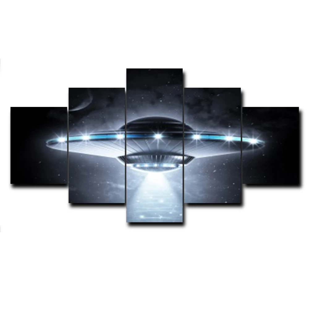 

UFO Science Fiction 5 Panel Abstract Canvas Oil Painting Wall Art Decor Poster For Home Store Office Wedding Decoration No Frame