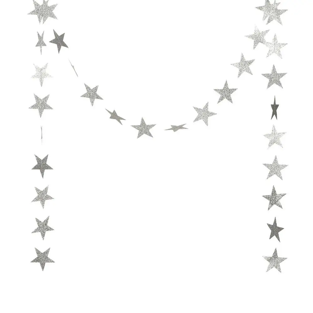 JOY-ENLIFE дешевые бумажные гирлянды в виде звезд, 1 шт., 4 м, гирлянды для свадебного украшения, баннеров для дня рождения, баннеров, Висячие бумажные гирлянды, домашний декор - Цвет: silver