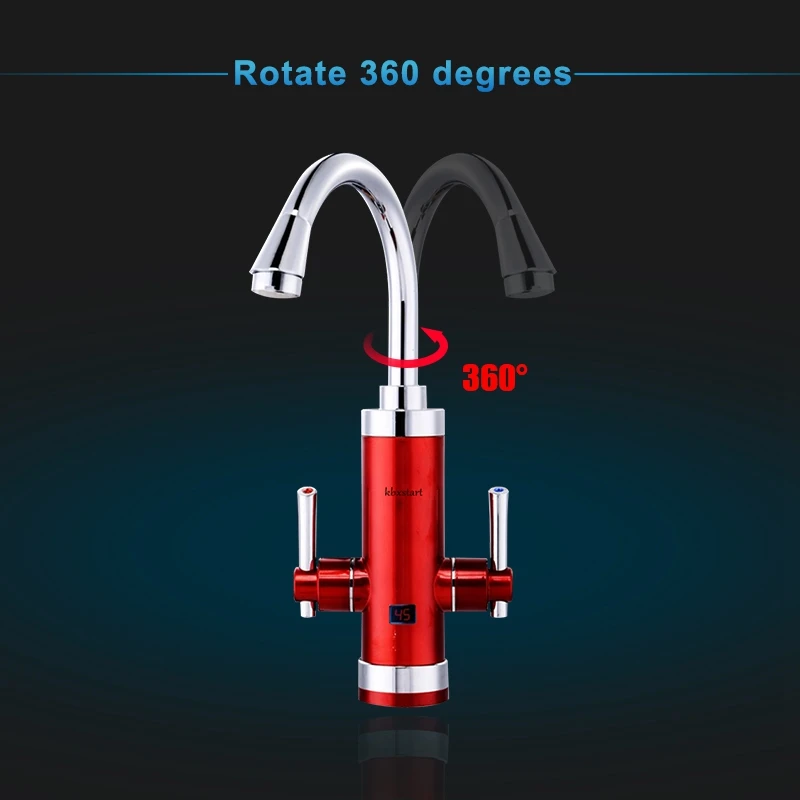 Double Switch Instant Tankless Water Heater Faucet 360 Degree Rotatable Pipe Hot Water Kitchen Hydrant Fast Heat Water Bib Taps