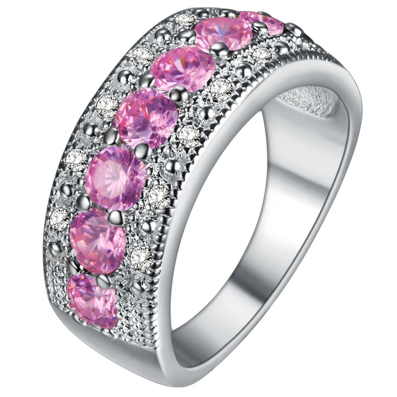 Exquisite Women Jewelry Round Cut Pink & White Nice 925Silver Plated ...