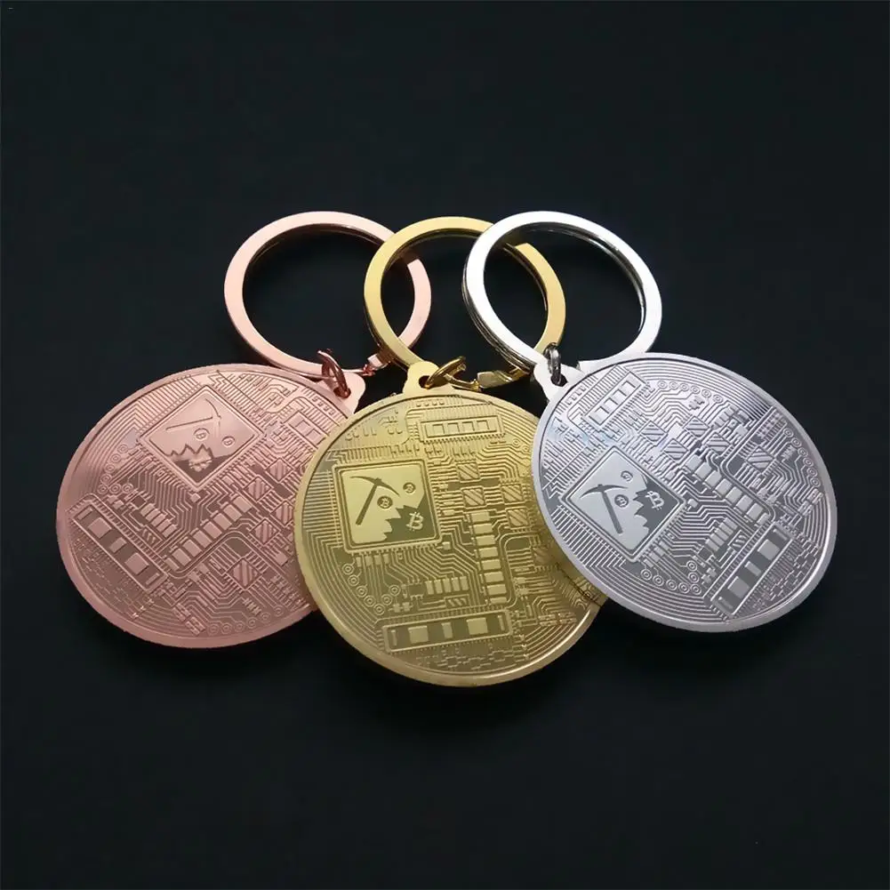 Биткойн-брелок позолоченный Биткойн монета ключ аксессуары арт-коллекция монет BTC