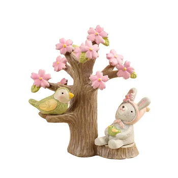 

Home Decor Resin Craft Pink Cherry Tree Ornament Figurine Home Decoration Artificial Plant Shooting Props Living Room Ornaments