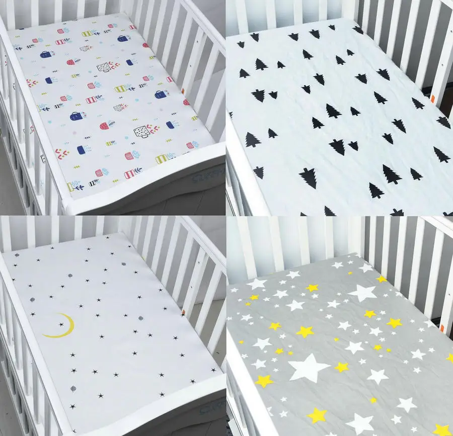 

EGMAO NEW Baby Bed Fitted Sheet 130X70X22CM Crib Sheet 100% Cotton Bed Sheet