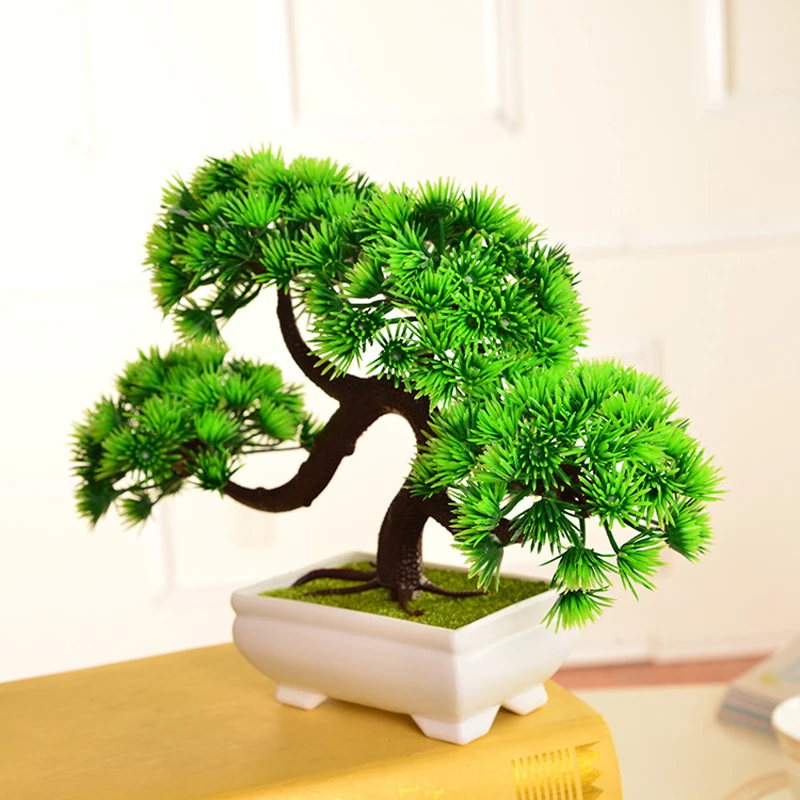 

1Set Household accessories plant small tree plastic flower potted artificial flower plants bonsai for home wedding decoration