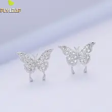Форзац 925 пробы серебряные серьги-бабочки с кубическим цирконием для женщин модный стиль для девушек Стерлинговое Серебро-ювелирные изделия