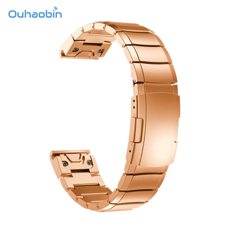 Ouhaobin Genuine Stainless Steel Bracelet Quick Replacement Fit Band Strap Wristband For Garmin Fenix 5 GPS