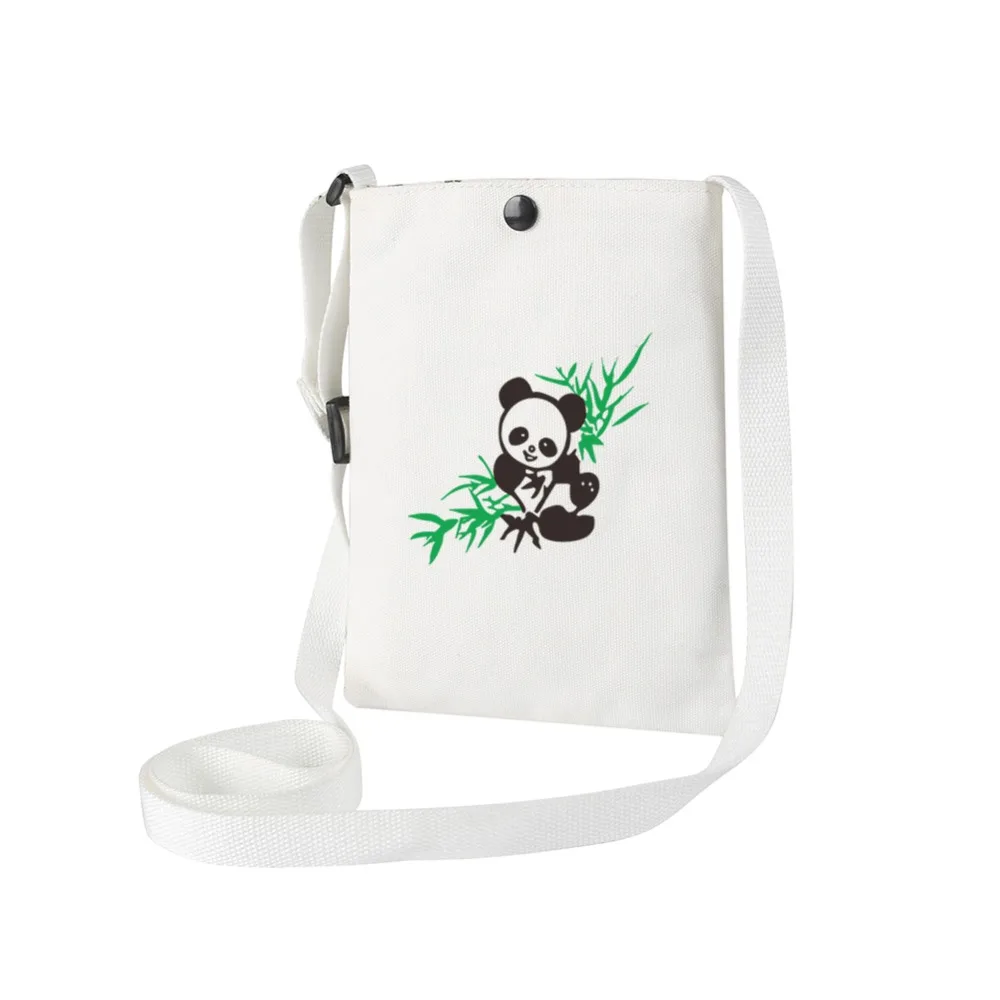 

top quality canvas panda crossbody bag dress girls printing shoulder bag business body cross bag black messenger bag teenage