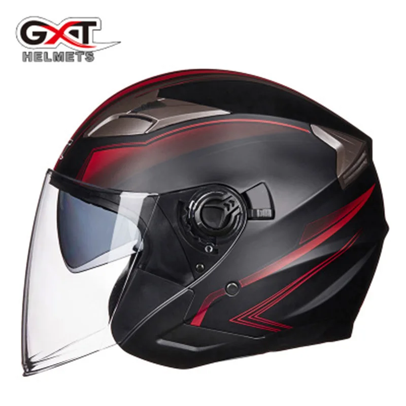 Летний Новый GXT двойной объектив мотоциклетные шлемы Половина лица ABS