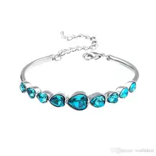 Fashion Womens Alloy Rhinestone Bangles Nine Heart Crystal Bracelets Ladies Outdoor Accessories JBS117