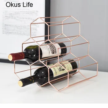 

Honeycomb Style Metal Table Storage Basket Chic Nordic Scandinavian Desk Storage Basket Rose Gold Red Wine Organizer Home Decor