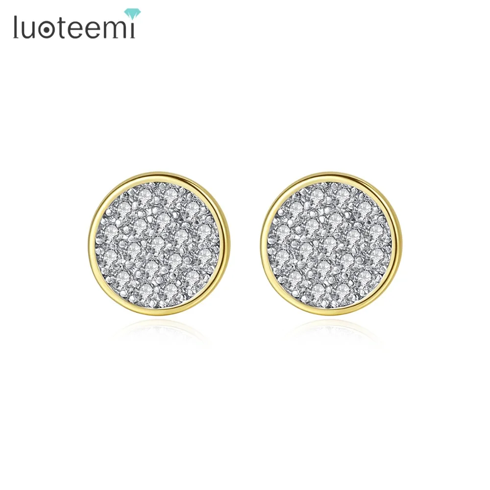 

LUOTEEMI Brand New Simple Round Small Stud Earrings for Women Girls Wedding Daily Life with Quality Cubic Zircon Fashion Jewelry