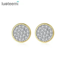 LUOTEEMI Brand New Simple Round Small Stud Earrings for Women Girls Wedding Daily Life with Quality Cubic Zircon Fashion Jewelry