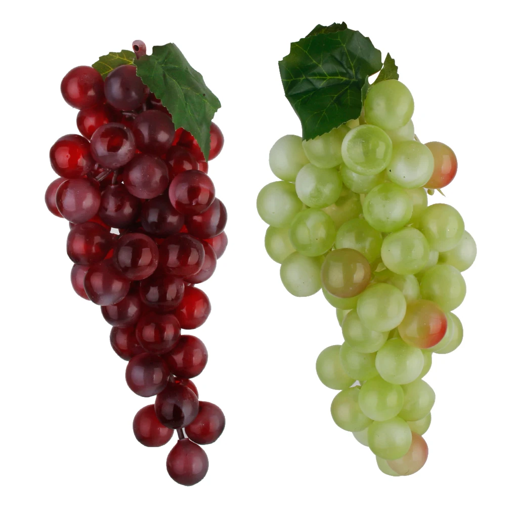 2pcs Artificial Grapes Bunches Plastic Fruit for Performance Stage Props Decoration
