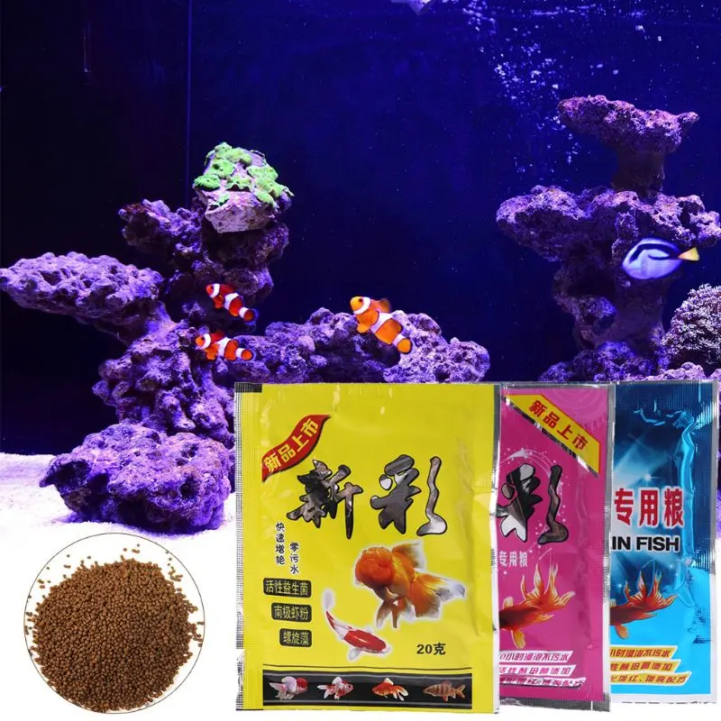 

1Bag Aquarium Fish Tank Nutritious Native Protein Growth Betta Tropical Fish Food 20g random color