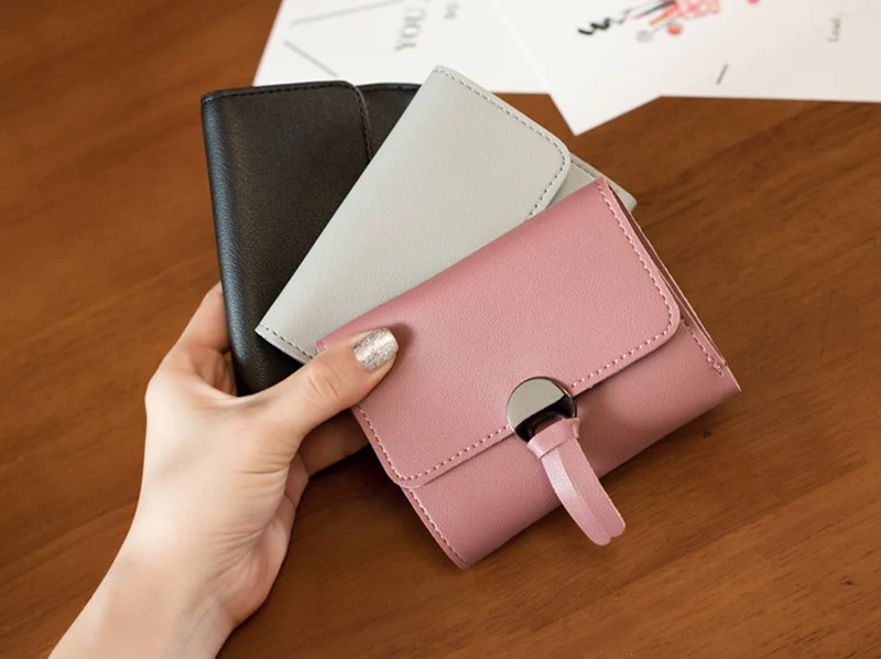 Women Short Wallet PU Leather Mini Female Money Purse New Fashion Foldable Credit Card Holder Lady Coin Bags Girl Wallets WT0121 (6)