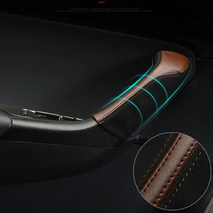 

2PCS Good Quality Leather Doors Armrest Handle Cover For Skoda Kodiaq AA434
