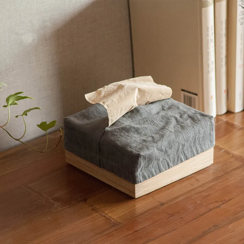 Бамбуковая и тканевая коробка держатель для домашнего офиса и автомобиля домашнего украшения