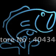 LB795-Большой Большеротый окунь рыбы дисплей светодиодный неоновый свет знак
