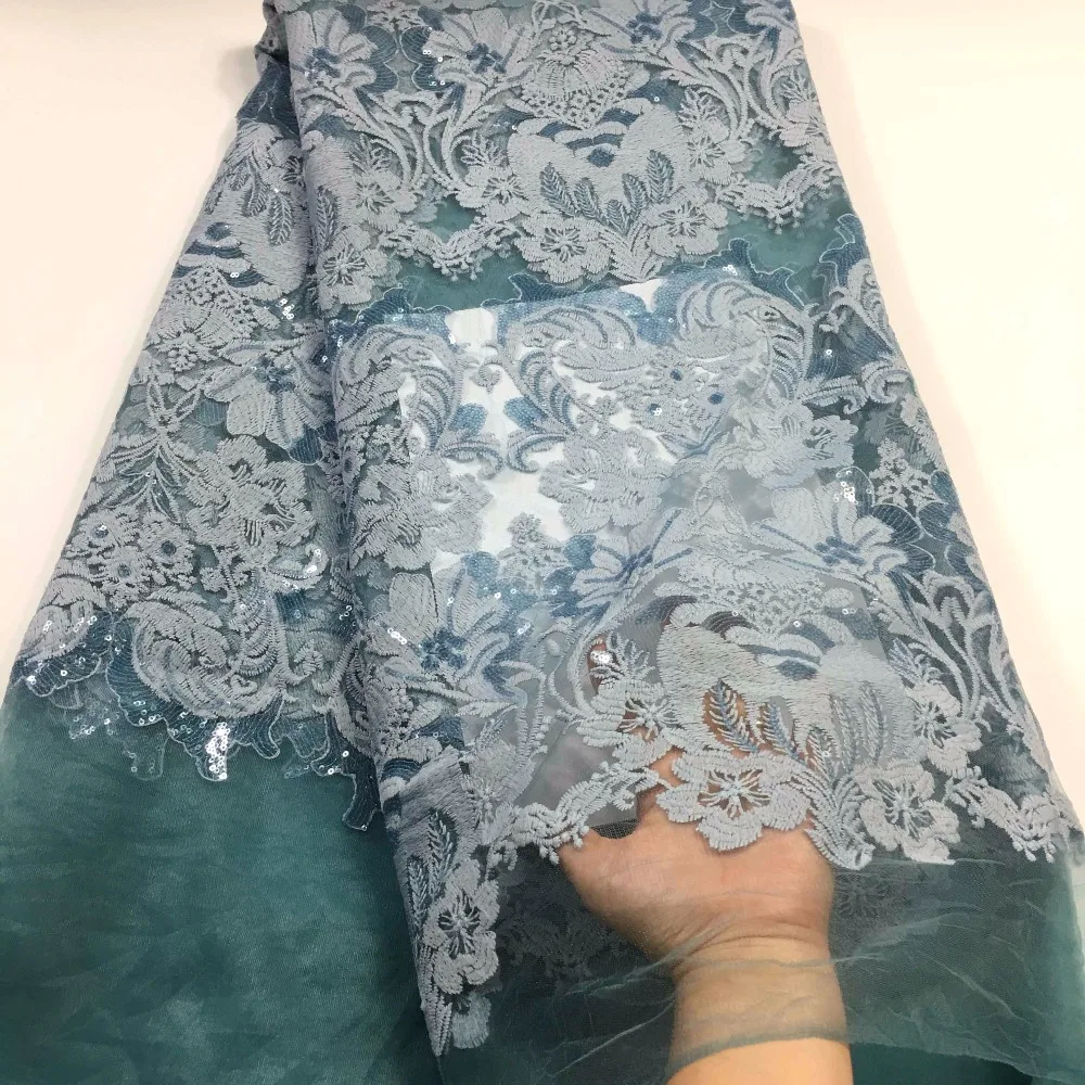 

Blue French Lace High Quality African Tulle Lace Fabric 2019 Sequins Fabric For Nigerian Party Dress African Lace CD21102