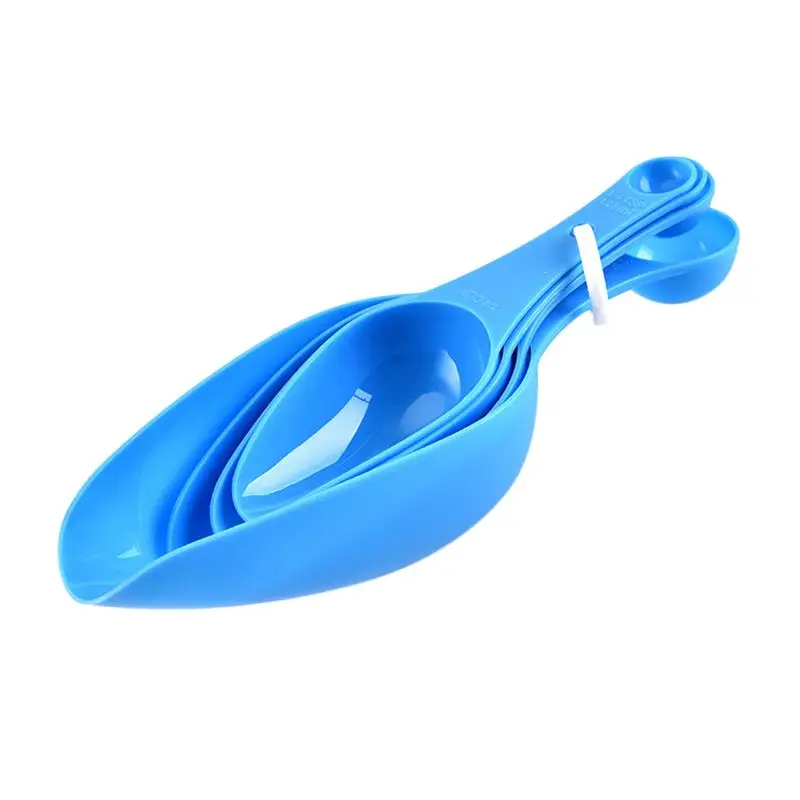 

4-Piece Plastic Practical Durable Safe Nontoxic Blue Double-Headed Powder Spoon Flour Shovel
