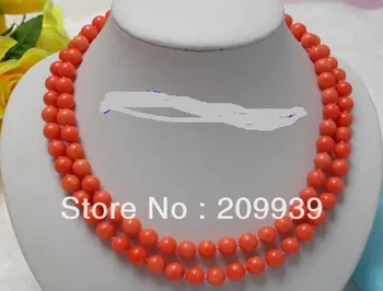 

huij 0076 Amazing double 8mm genuine pink coral beads necklace pearls clasp