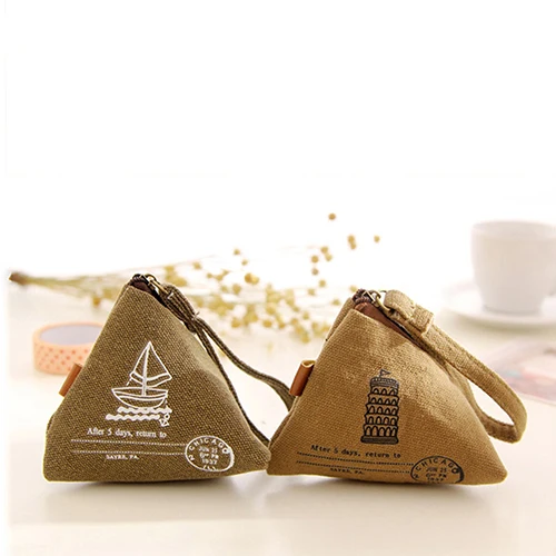 

Unisex Man Women Canvas Small Mini Triangle Wallet Coin Purses Clutch Money Bags with Strap Mujer portafoglio billetera bourse
