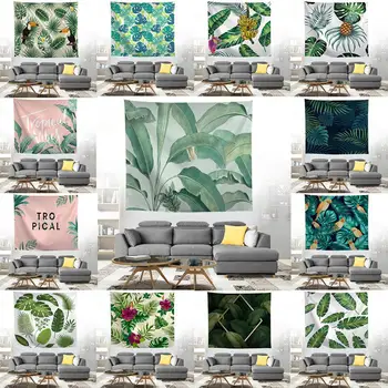 

ZEIMON Tropical Plant Tapestry Polyester Reusable Hanging Wall Green Leaves Landscape гобелен Wallpaper Wall Farmhouse Decor