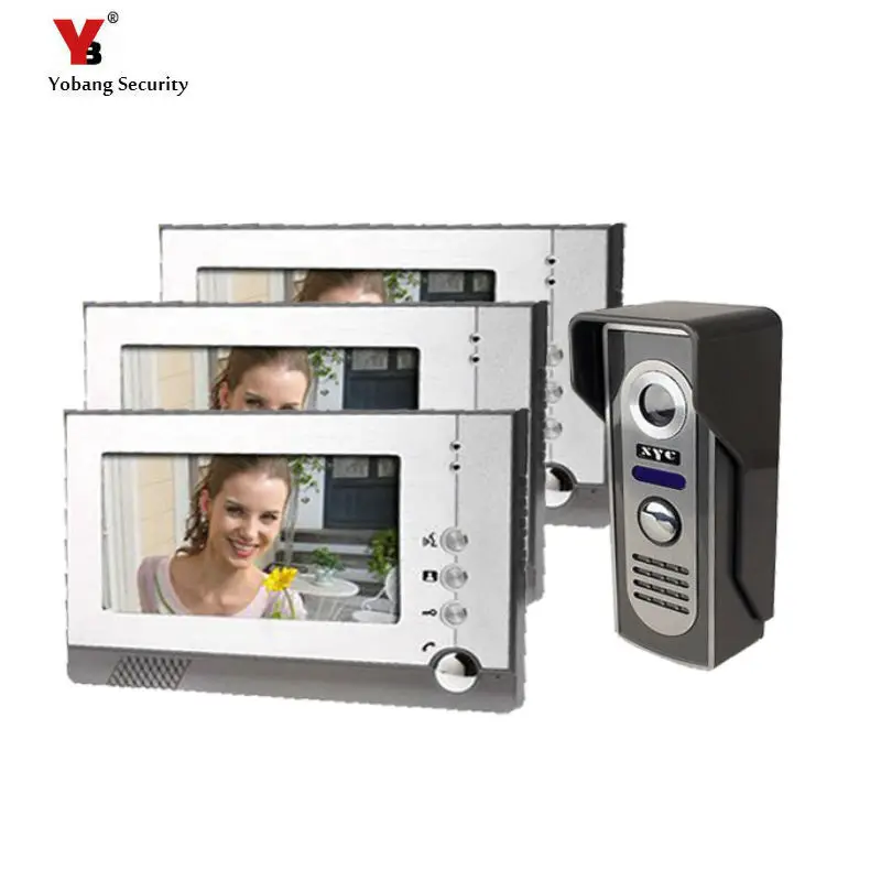 Yobang Security Video intercom Security Door Camera Monitor Wired Video Doorphone Doorbell for family/house Video Intercom Phone