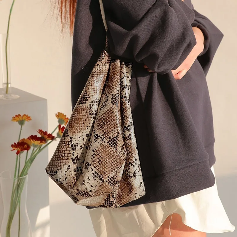 

2019 New Woman Genuine Leather Snake Skin Hand Bags Designer Luxury Ladies Handbags Fashion Crossbody Shoulder Shopping Bags