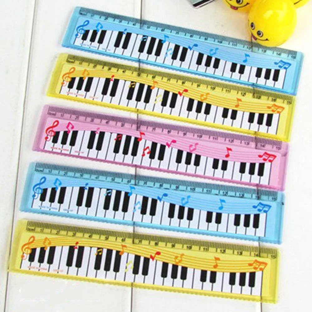 

2pcs/set Creative Long 15cm Cartoon Piano Musical Note Ruler bookmarks School Student gift Ruler Color Random School Supplies