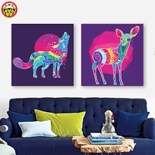 Картина по номерам художественная краска по номерам Diy цвет животных цвет окрашенный ручная роспись Картина маслом Рисунок "Волк" и олень br