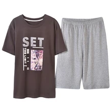 Для Мужчин Хлопчатобумажные Пижамы пижамный комплект с круглым вырезом Для мужчин Домашняя одежда плюс Размеры L-3XL высокое качество мужской набор