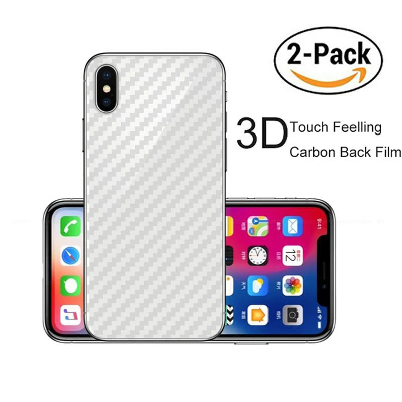2 упаковки 3D Прозрачная защитная задняя пленка из углеродного волокна для iPhone X 10