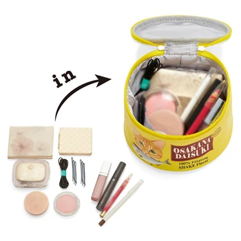 

Large Canned Fish Modeling Cat Pattern Bag Cosmetic Storage Bag Creative Cylinder Bags Toiletry Organizer Makeup Kit BagS
