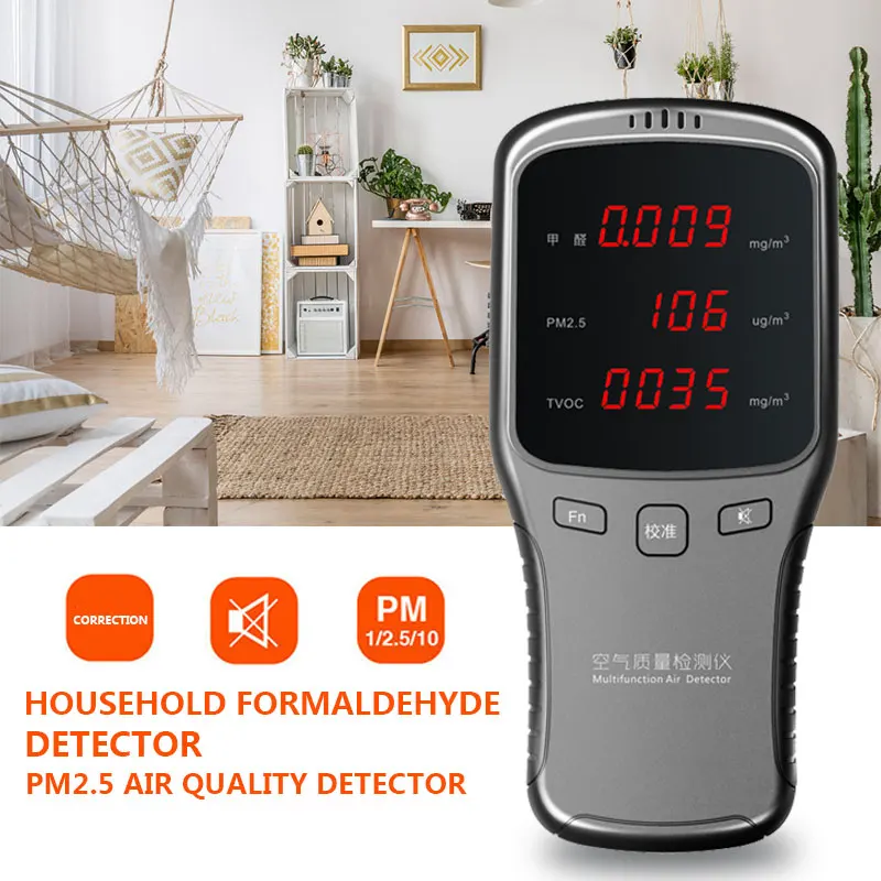 Смог детектор формальдегида 1200 mAh Air Quality PM2.5 практические прочный ABS
