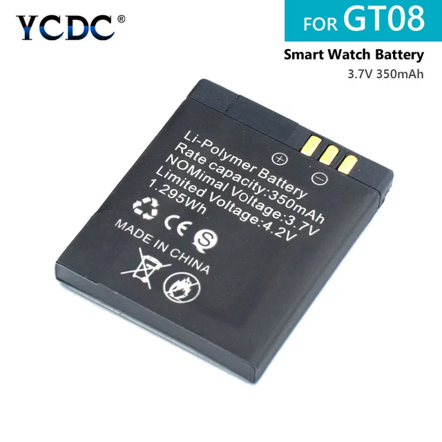 Durable Smart Watch Battery 1Pcs 3.7V 350mAh lithium Rechargeable Battery For Smart Watch GT08