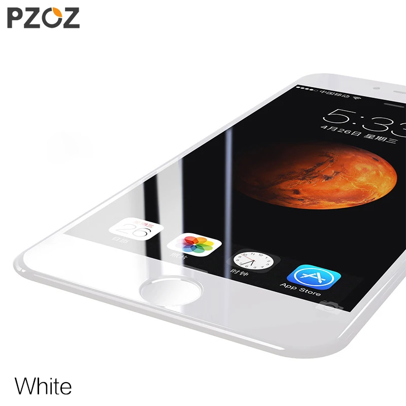PZOZ для iphone 8 закаленное стекло экран с мягкими краями защитная пленка 3D полное покрытие анти синий светильник для iphone 7 Plus 8 4,7& 5,5 - Цвет: White