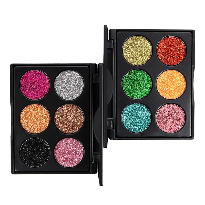 

6 Color Eyeshadow Palette Metallic Makeup Waterproof Lasting Brighten Glitter Eye Makeup Glow Shimmer Pigments Cosmetics