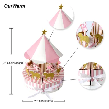 

OurWarm Boy Girl Birthday Gifts Carousel Candy Box Unicorn Party Favors Pink Blue Candy Bags Baby Shower Wedding Decoration DIY