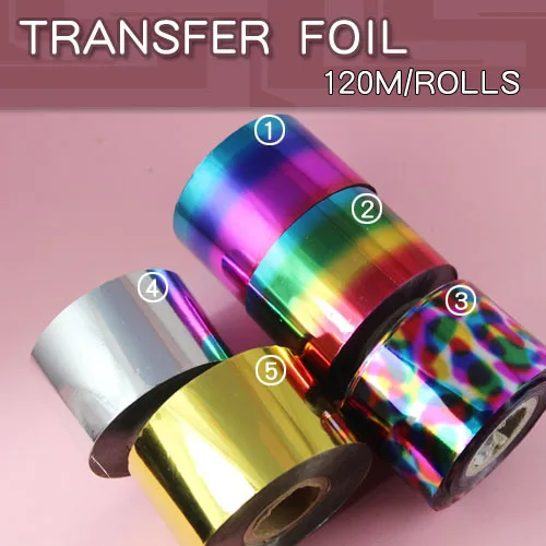 1 шт./лот, фольга для ногтей градиентного цвета, рулонная наклейка для украшения ногтей, 4 см* 120 м, переводная наклейка для дизайна ногтей, серебро, золото, розовое золото