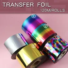 1 шт./лот, фольга для ногтей градиентного цвета, рулонная наклейка для украшения ногтей, 4 см* 120 м, переводная наклейка для дизайна ногтей, серебро, золото, розовое золото