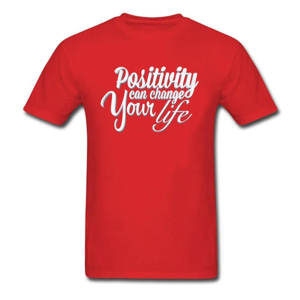 Positivity O Neck T-Shirt Summer Tops & Tees Short Sleeve Cute 100% Cotton 3D Printed T Shirt Normal Men's Top Quality Positivity red