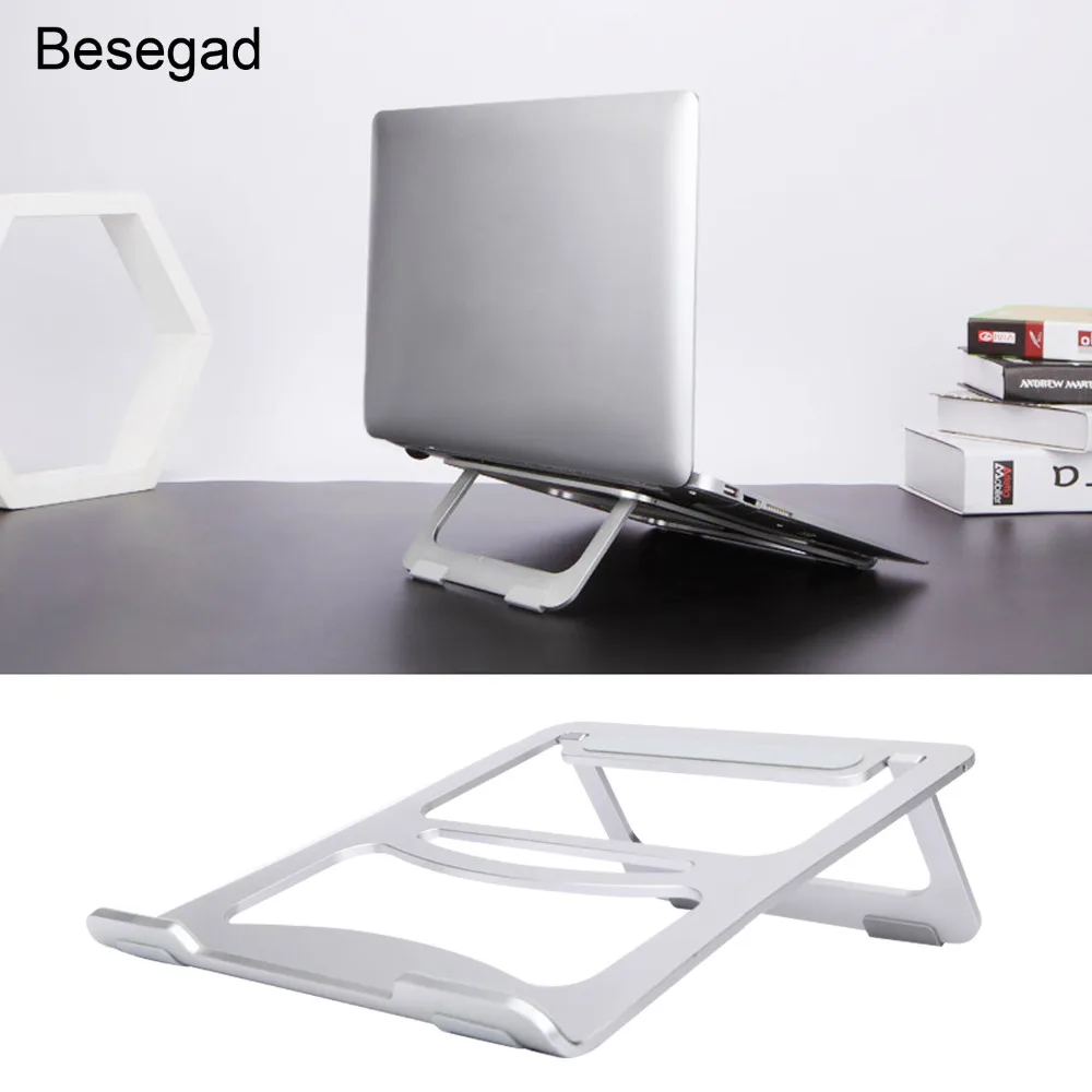 

Besegad Folding Aluminum Notebook Laptop Anti-slip Cooling Pad Stand Holder for Apple MacBook Mac Book Lenovo Samsung Computer