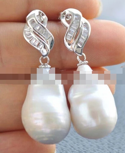 

Free shipping shitou 00731 white baroque keshi reborn pearl inlay crystal dangle earring