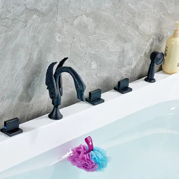 

Modern Waterfall Spout Swan Oil Rubbed Bronze Three Handles Shower Faucet Tap