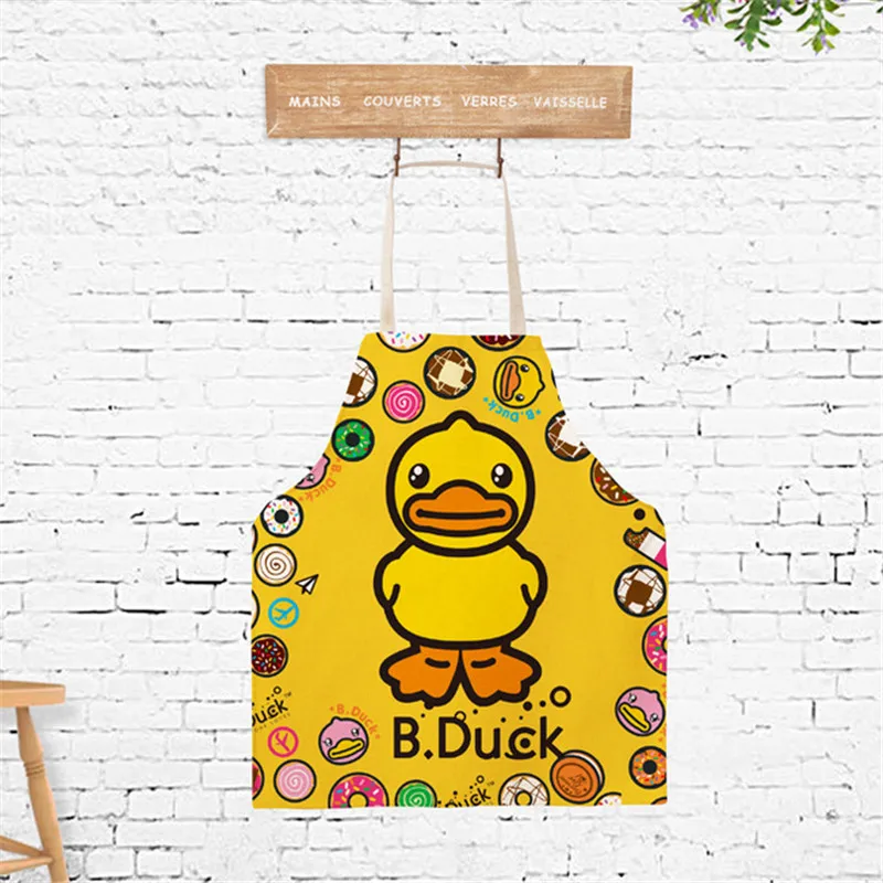 

40x50cm Children Apron Cartoon Cute Duck Cooking Aprons Cotton Linen Kitchen Baking BBQ Party Chef Apron