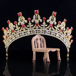 Роскошные Винтажная с кристаллами хрусталя queen цвет серебристый, Золотой свадебная корона Фата тиара ювелирные изделия на волосы