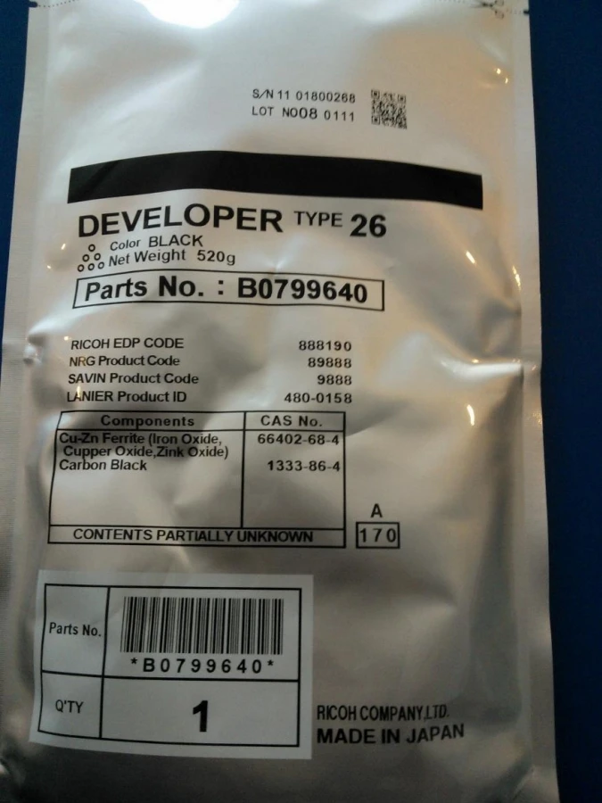 

Free Shiping Type 26 Developer For Ricoh AF 1060 1075 2051 2060 2075 MP 5500 6000 6001 6002 6500 7000 7500 7502 8000 9001
