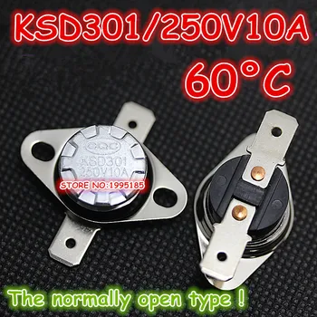 

10Pcs/Lot KSD301 250V10A 60 Degrees Celsius 60 C Normal Open ( N O ) Temperature Controlled Switch Thermostat