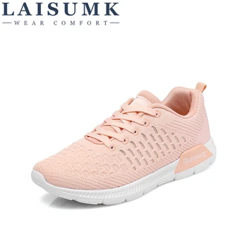 

2020 LAISUMK Women Casual Shoes Leather Net Woman Fashion Cushion Air Damping Shoes Zapatos Mujer Tenis Feminino